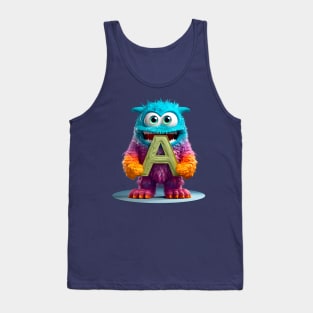 Adorable Kids Monster Alphabet Letter A Funny Back to School Tank Top